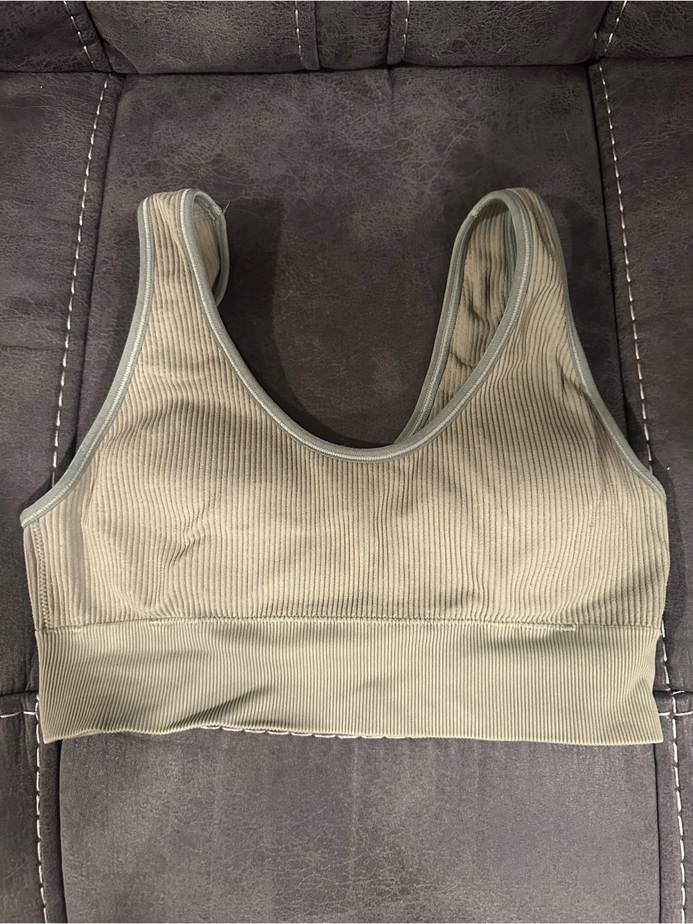 Ribbed Scoop Sports Bralette - Olive